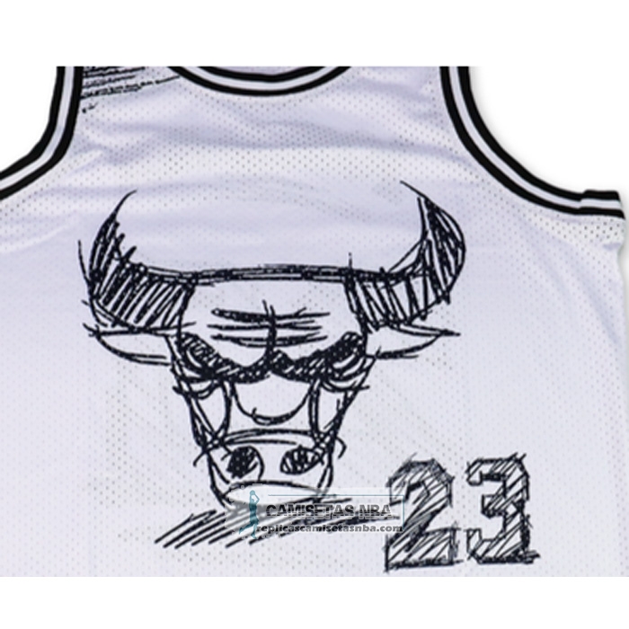 Camiseta Chicago Bulls Michael Jordan NO 23 Mitchell & Ness 1997-98 Blanco1
